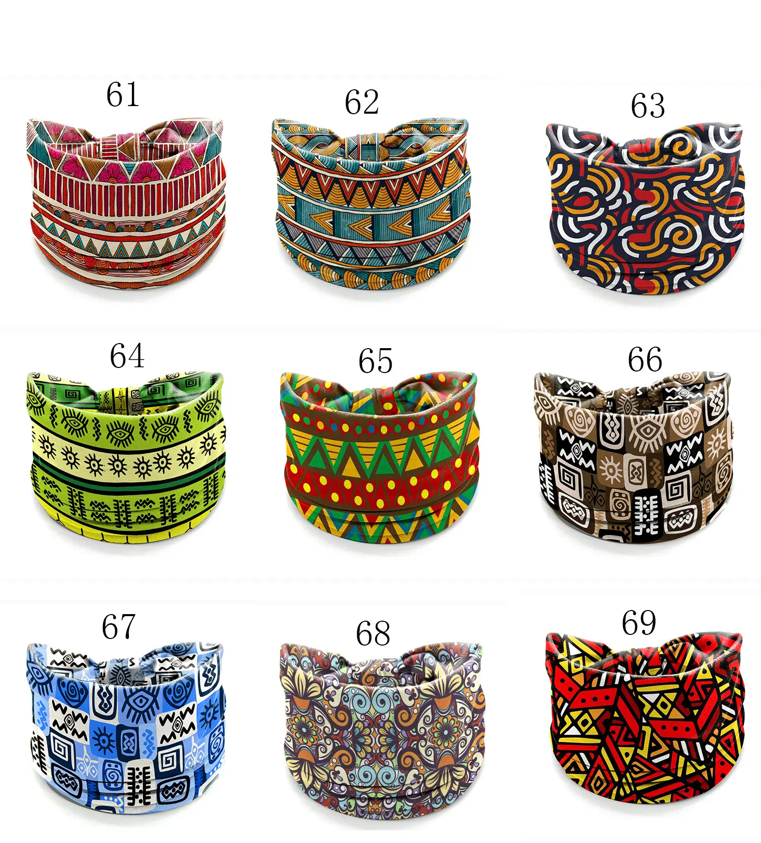 European American Women's African Print Hair Band Wide Edge Elastic Knot Sports Yoga Headband — feature 19