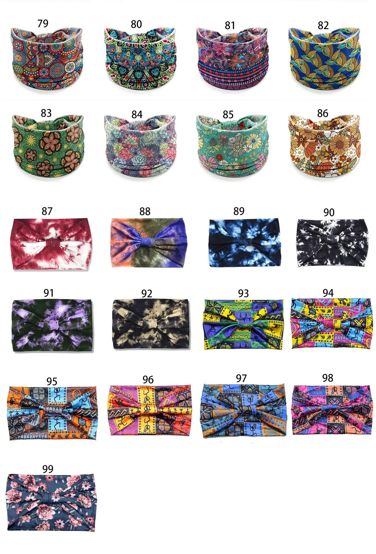 European American Women's African Print Hair Band Wide Edge Elastic Knot Sports Yoga Headband — feature 21
