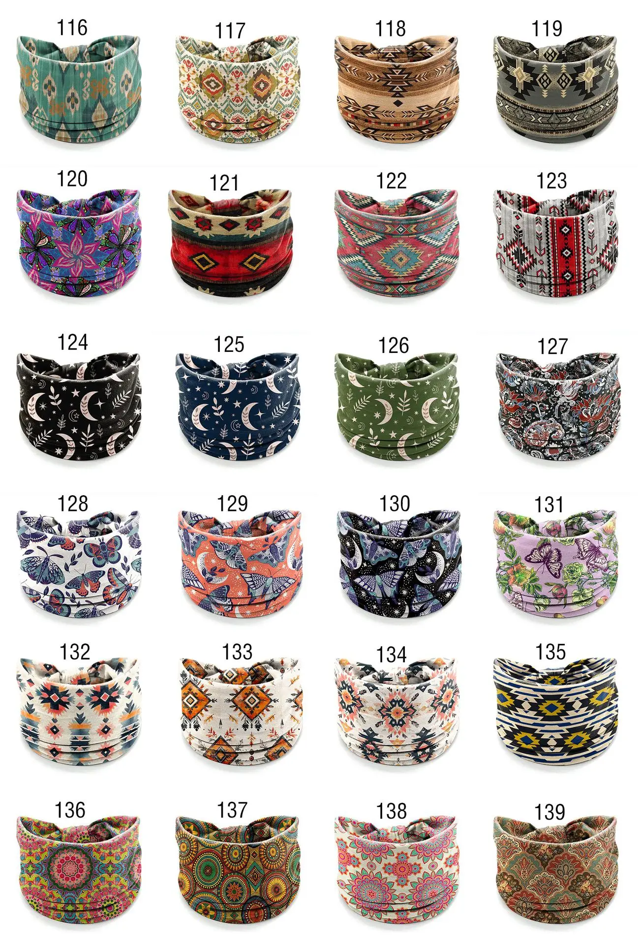 European American Women's African Print Hair Band Wide Edge Elastic Knot Sports Yoga Headband — feature 23