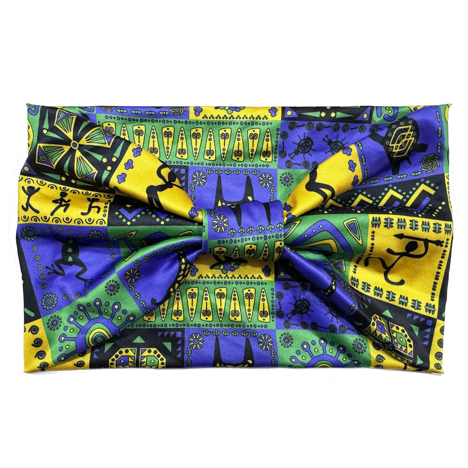 European American Women's African Print Hair Band Wide Edge Elastic Knot Sports Yoga Headband - Image 104
