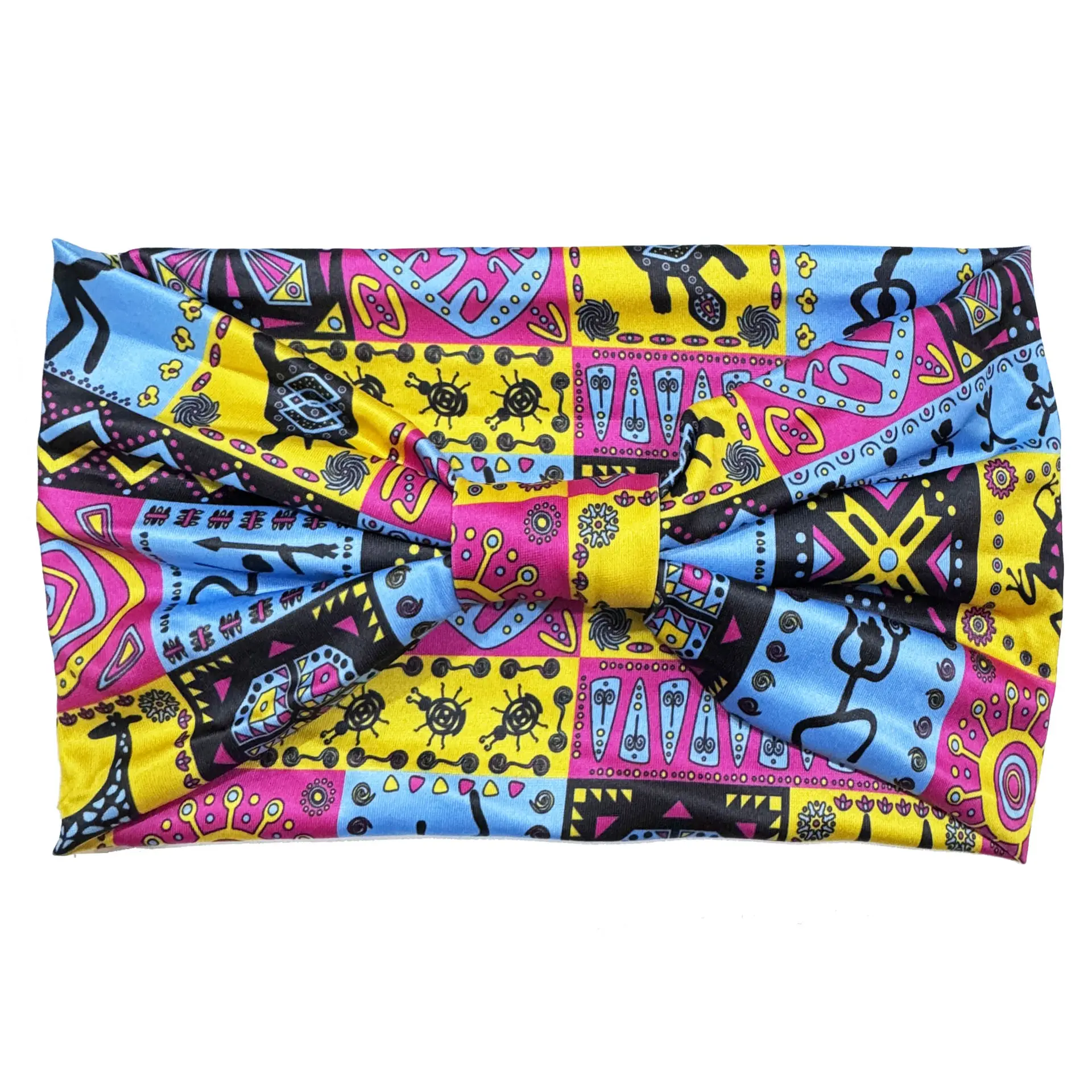 European American Women's African Print Hair Band Wide Edge Elastic Knot Sports Yoga Headband - Image 105