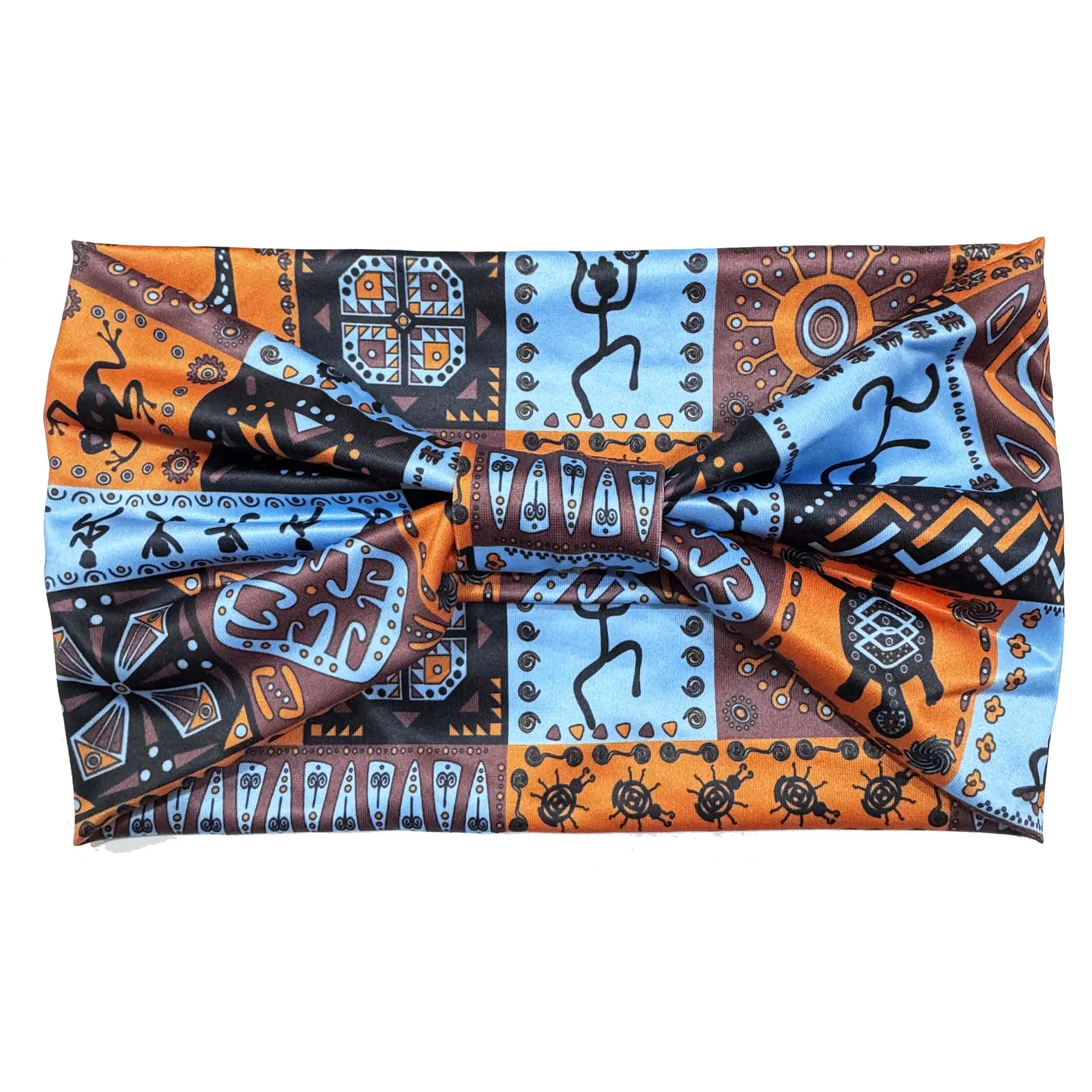 European American Women's African Print Hair Band Wide Edge Elastic Knot Sports Yoga Headband - Image 106