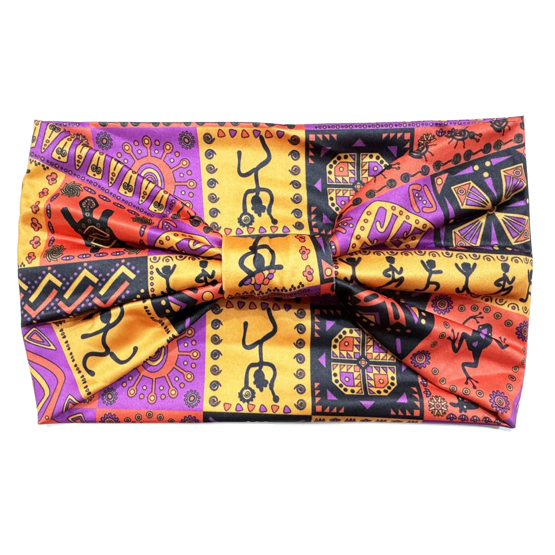 European American Women's African Print Hair Band Wide Edge Elastic Knot Sports Yoga Headband - Image 107