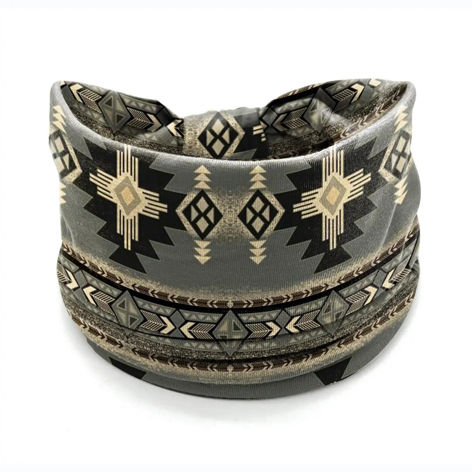 European American Women's African Print Hair Band Wide Edge Elastic Knot Sports Yoga Headband - Image 130