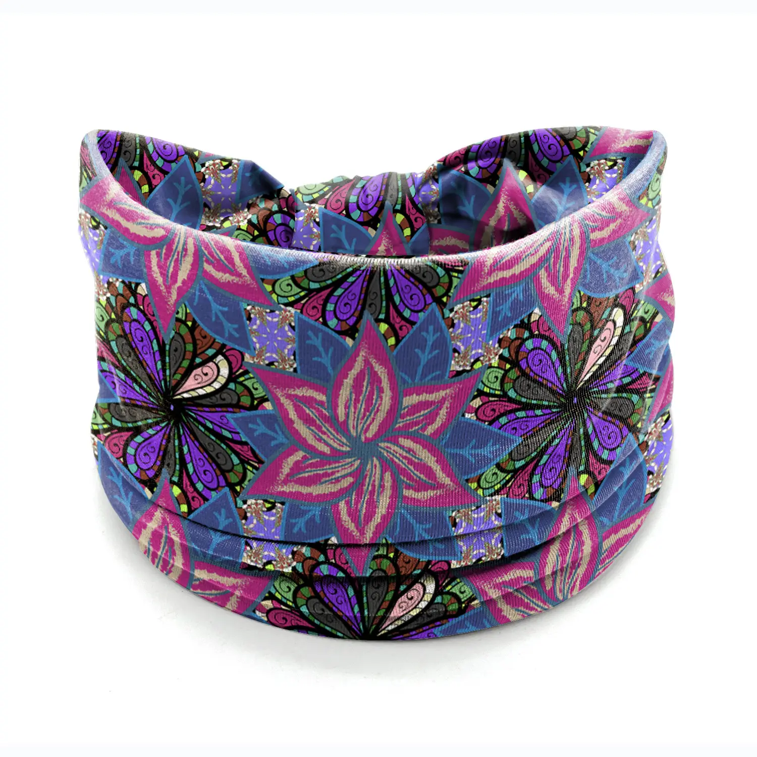 European American Women's African Print Hair Band Wide Edge Elastic Knot Sports Yoga Headband - Image 131