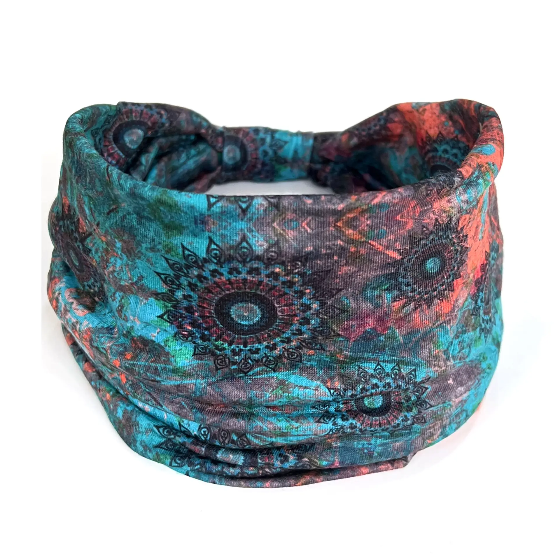 European American Women's African Print Hair Band Wide Edge Elastic Knot Sports Yoga Headband - Image 19