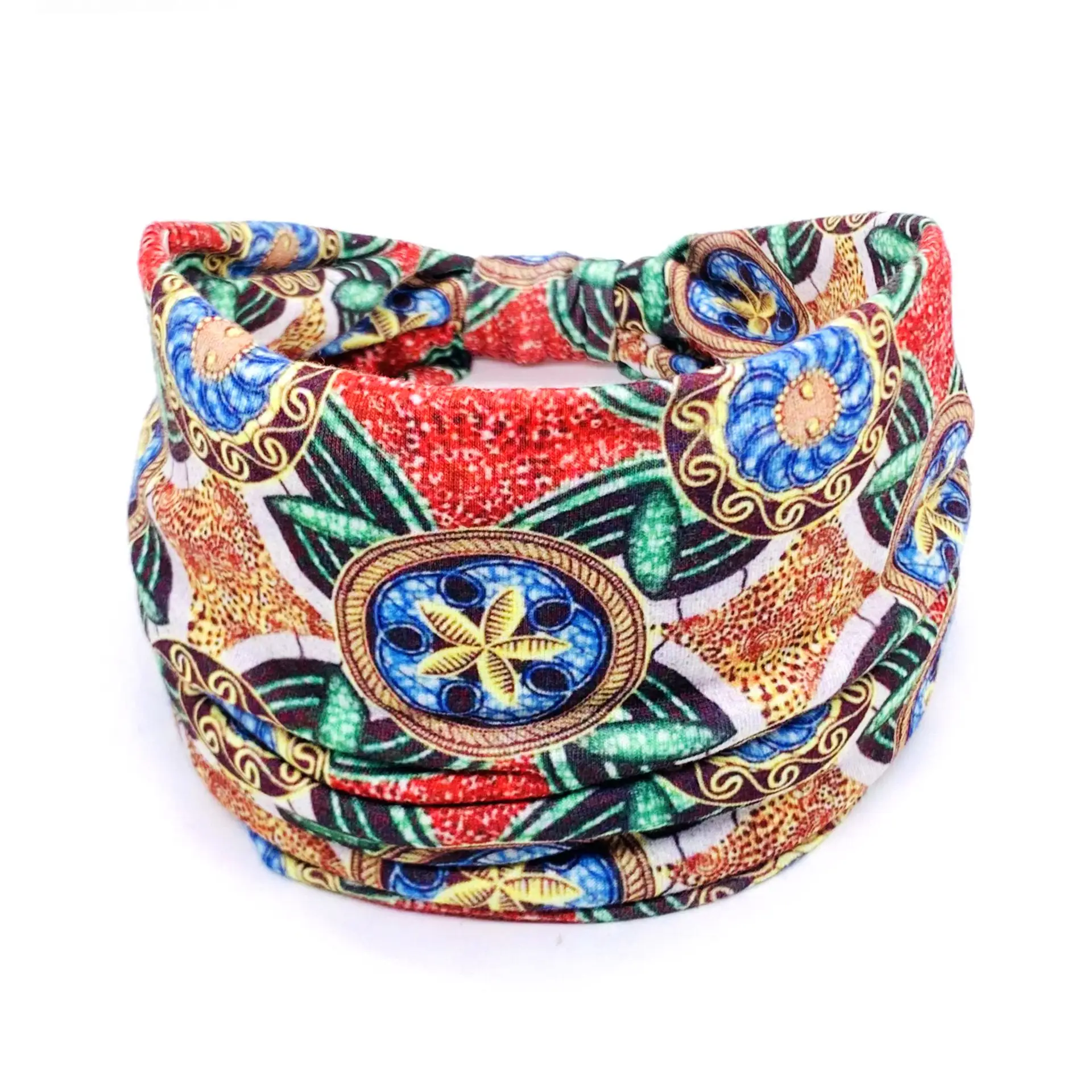 European American Women's African Print Hair Band Wide Edge Elastic Knot Sports Yoga Headband - Image 40