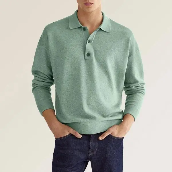 2024 Men's V Neck Button Polo Shirt White - Image 11