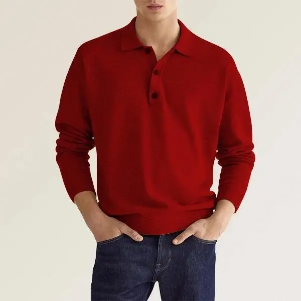 2024 Men's V Neck Button Polo Shirt White - Image 12