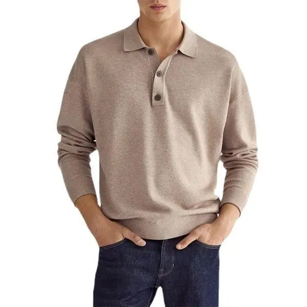 2024 Men's V Neck Button Polo Shirt White - Image 13