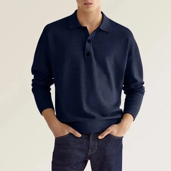 2024 Men's V Neck Button Polo Shirt White — feature 16