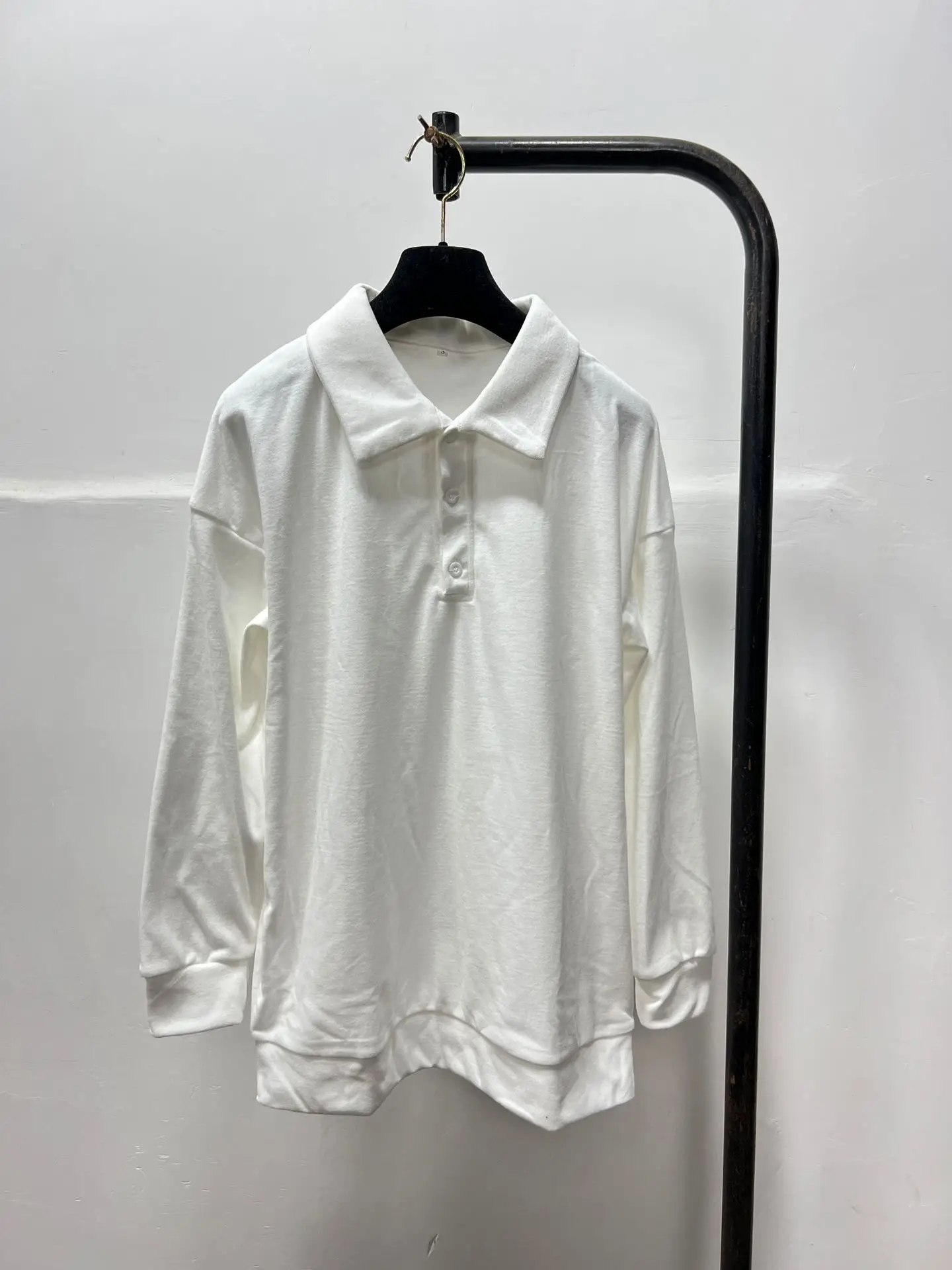 2024 Men's V Neck Button Polo Shirt White — feature 6