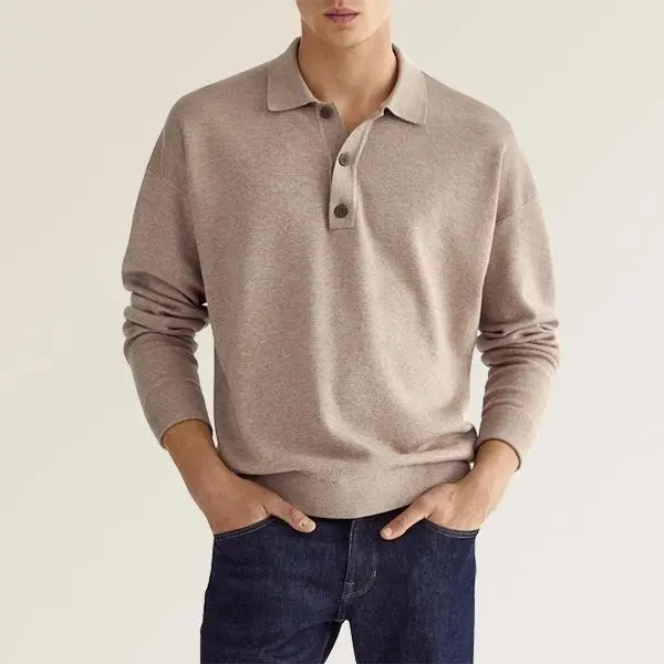 2024 Men's V Neck Button Polo Shirt White - Image 4