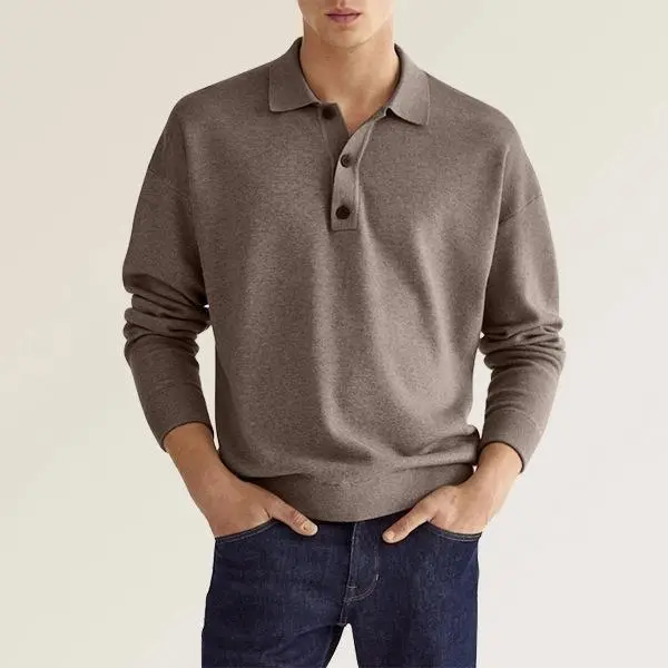 2024 Men's V Neck Button Polo Shirt White - Image 7
