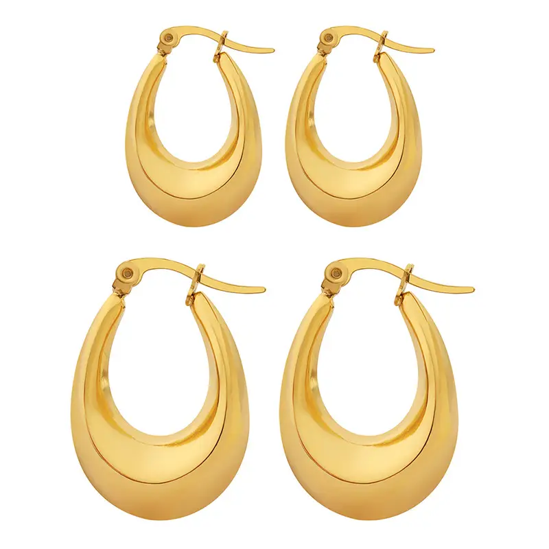 Gold Plated U-Shaped Earrings for Women - Image 7
