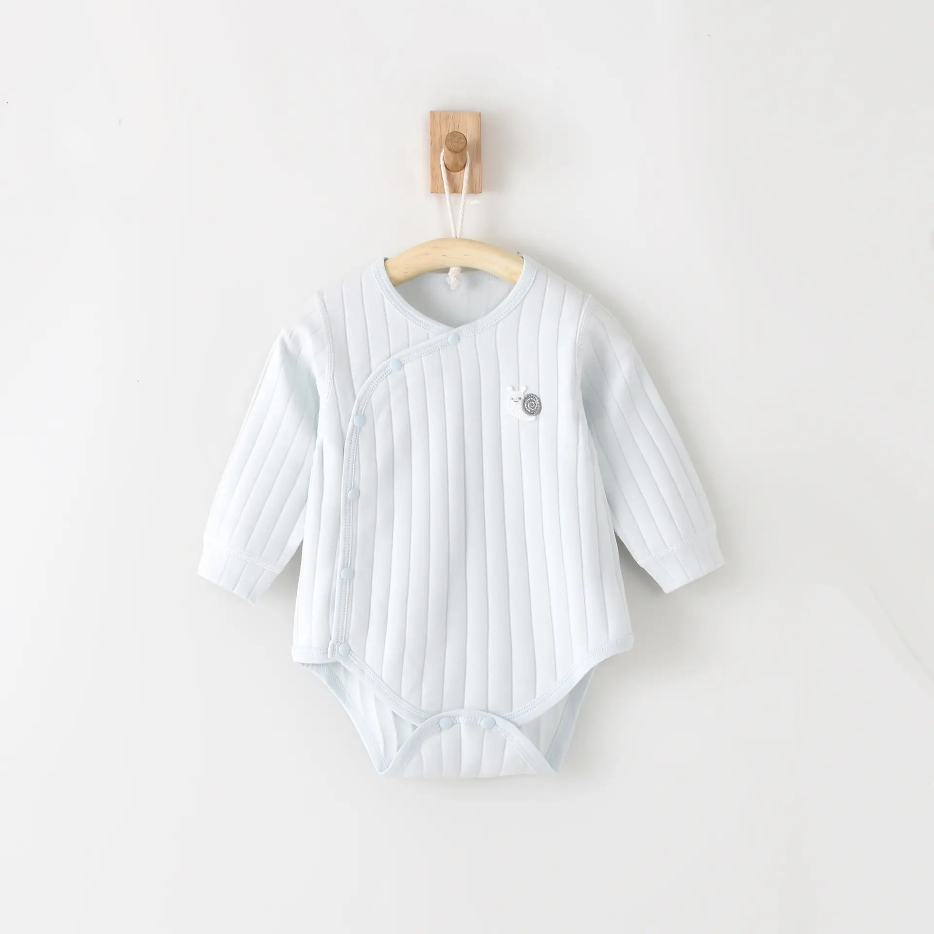 Baby Newborn Long Sleeve Triangle Romper White Cotton - Image 5