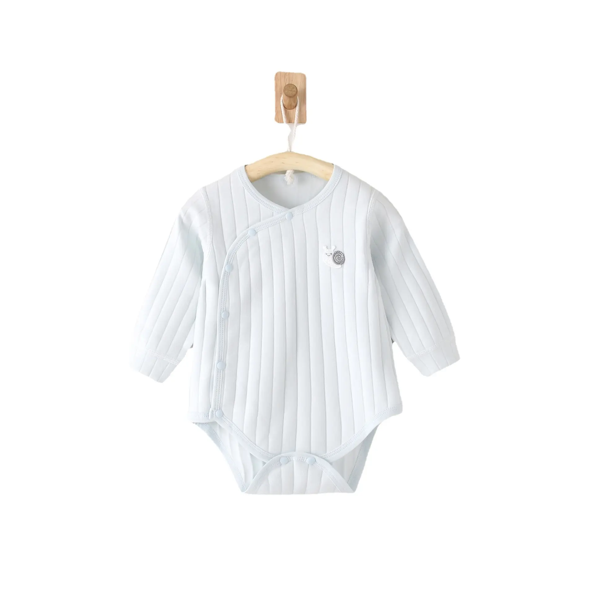 Baby Newborn Long Sleeve Triangle Romper White Cotton - Image 7