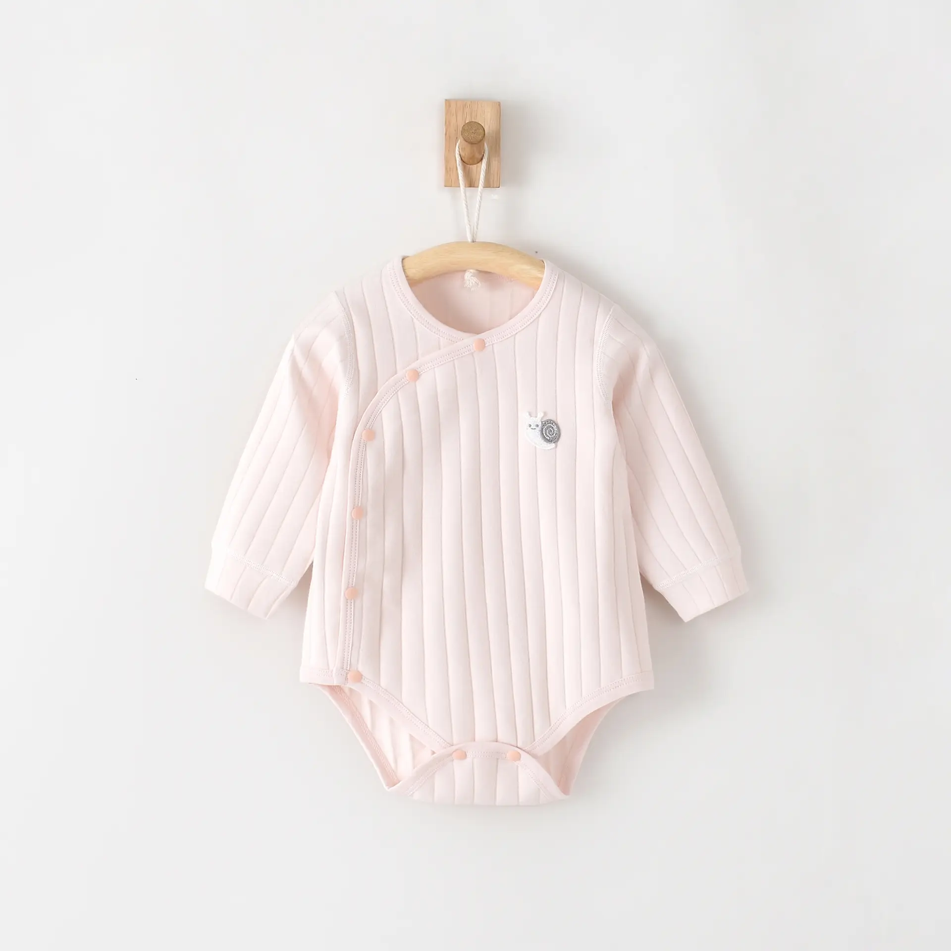 Baby Newborn Long Sleeve Triangle Romper White Cotton - Image 2