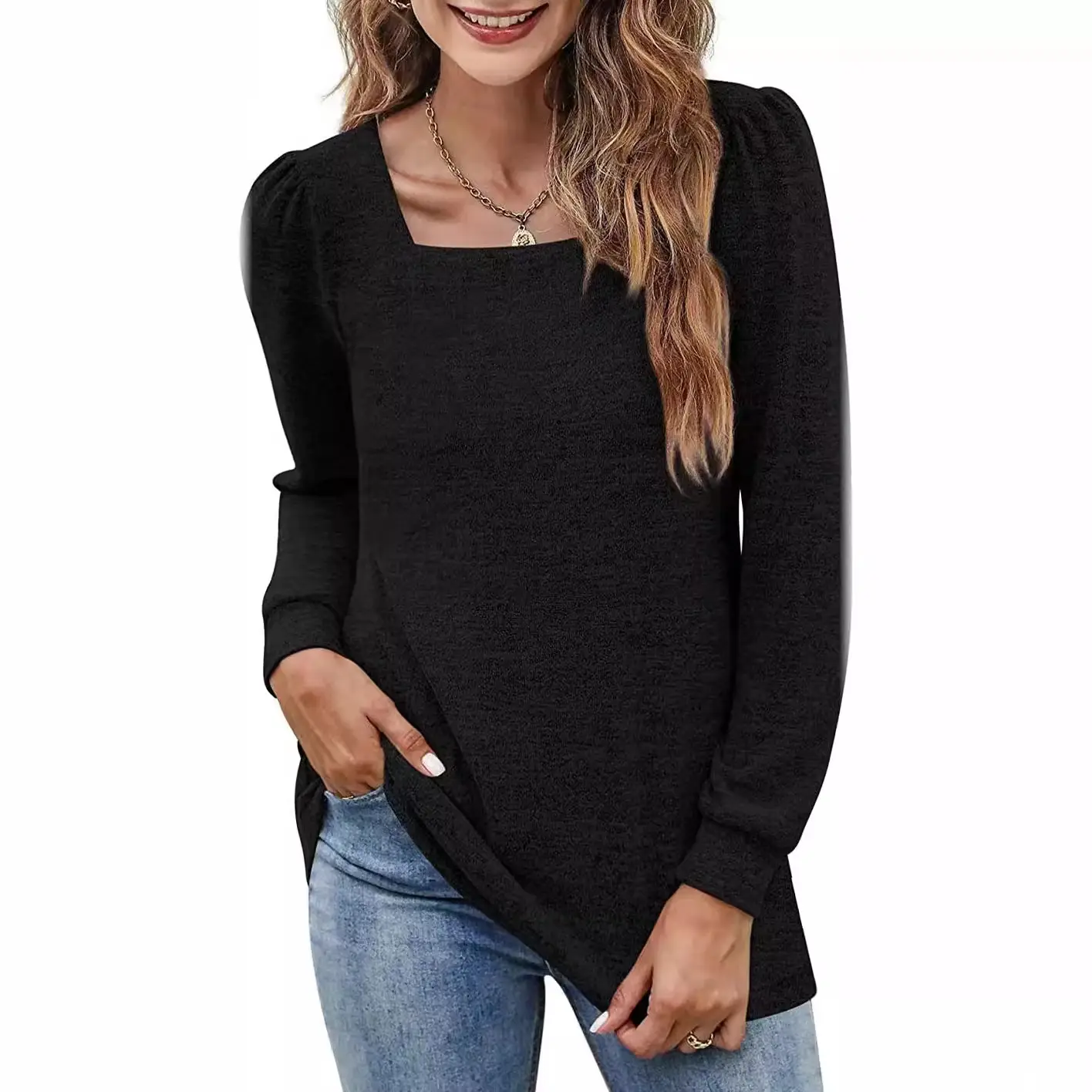 2023 Grey Pleated Long Sleeve Women's T-Shirt - Image 9