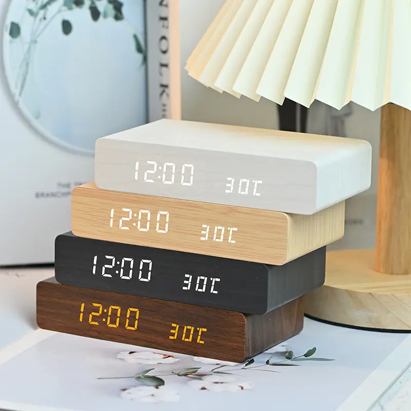 Wooden Wireless Charging Clock with Fast Power & Snooze - Image 7