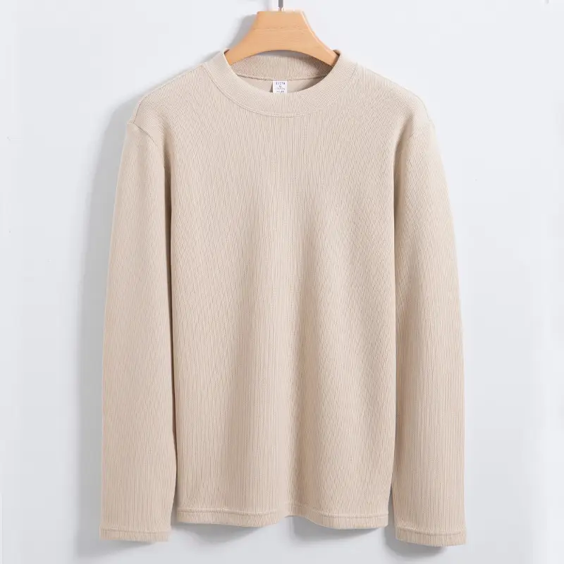 Men's Beige Woolen Round Neck Sweater XL
