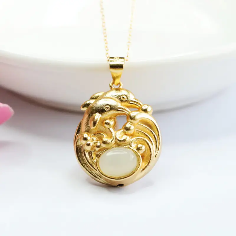 Guan Yu Pendant with Hetian Jade Dolphin Necklace — feature 4