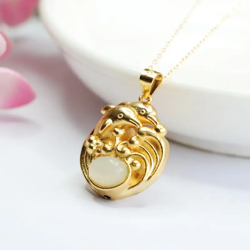 Guan Yu Pendant with Hetian Jade Dolphin Necklace — feature 5