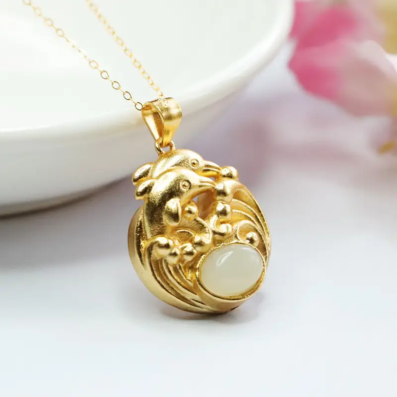 Guan Yu Pendant with Hetian Jade Dolphin Necklace — feature 6