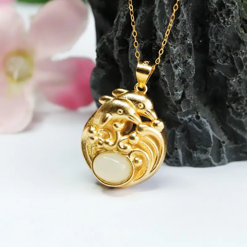 Guan Yu Pendant with Hetian Jade Dolphin Necklace - Image 5