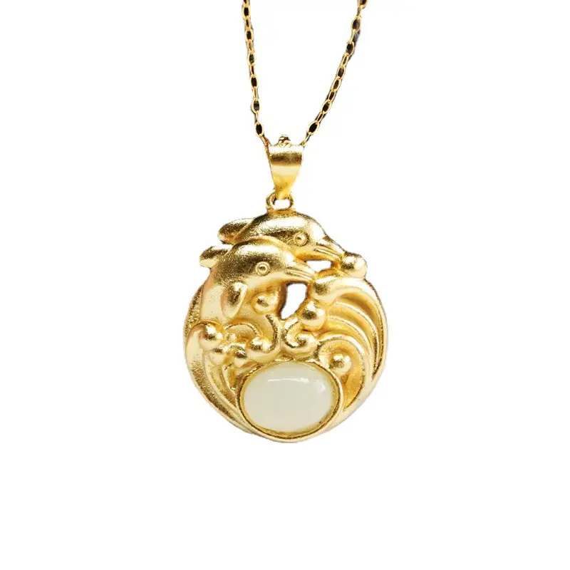 Guan Yu Pendant with Hetian Jade Dolphin Necklace - Image 6