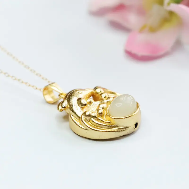 Guan Yu Pendant with Hetian Jade Dolphin Necklace — feature 7