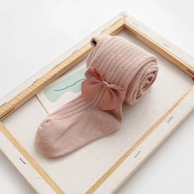 New Spring Girls Wide Striped Bow Boneless Socks Cotton Pantyhose - Image 3