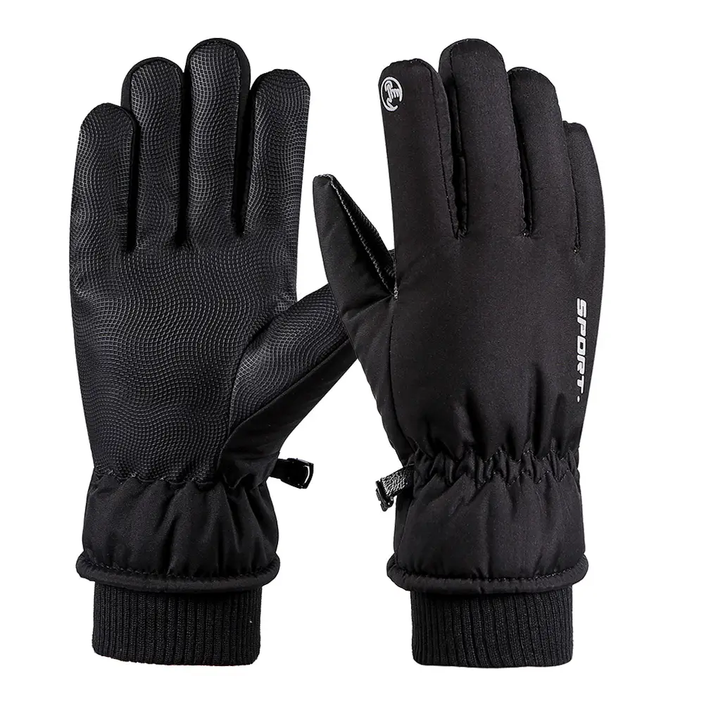 Men Winter Fleece Ski Gloves Grey Windproof Cold Proof - Image 53