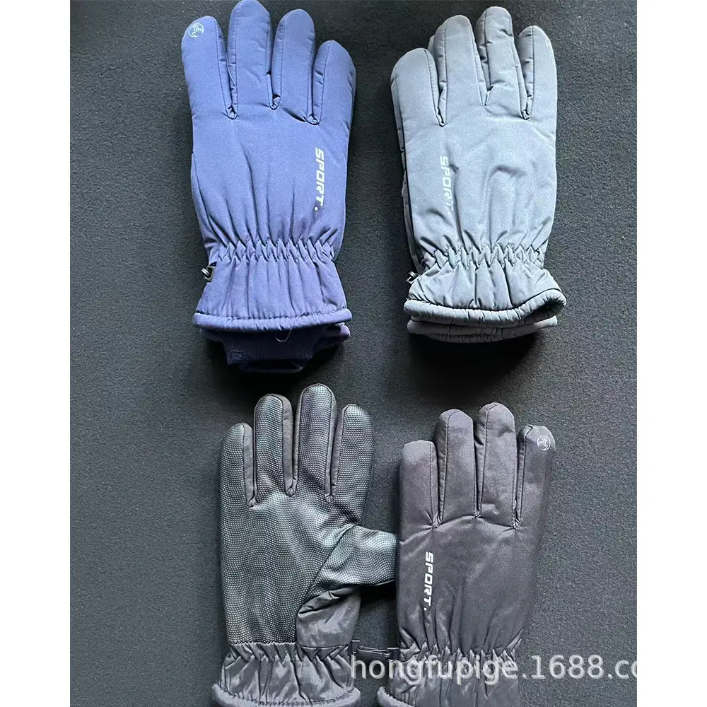 Men Winter Fleece Ski Gloves Grey Windproof Cold Proof — feature 22