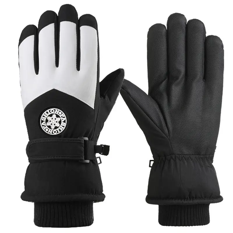 Men Winter Fleece Ski Gloves Grey Windproof Cold Proof - Image 11