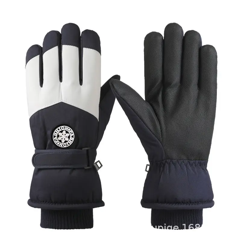 Men Winter Fleece Ski Gloves Grey Windproof Cold Proof - Image 14