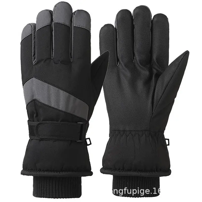 Men Winter Fleece Ski Gloves Grey Windproof Cold Proof - Image 17