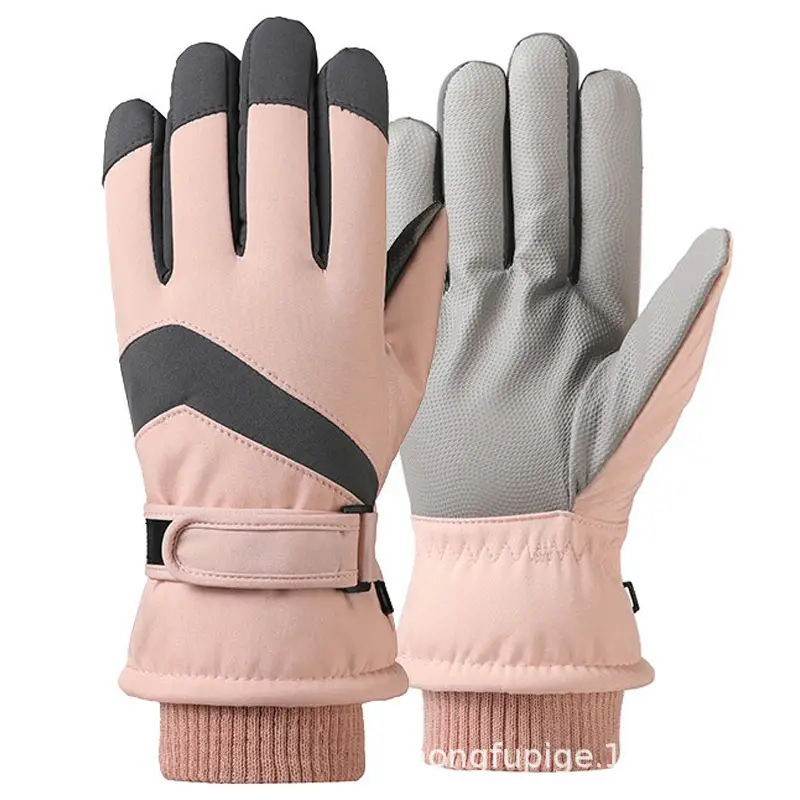 Men Winter Fleece Ski Gloves Grey Windproof Cold Proof - Image 18