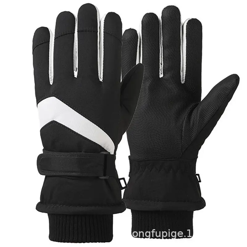 Men Winter Fleece Ski Gloves Grey Windproof Cold Proof - Image 19
