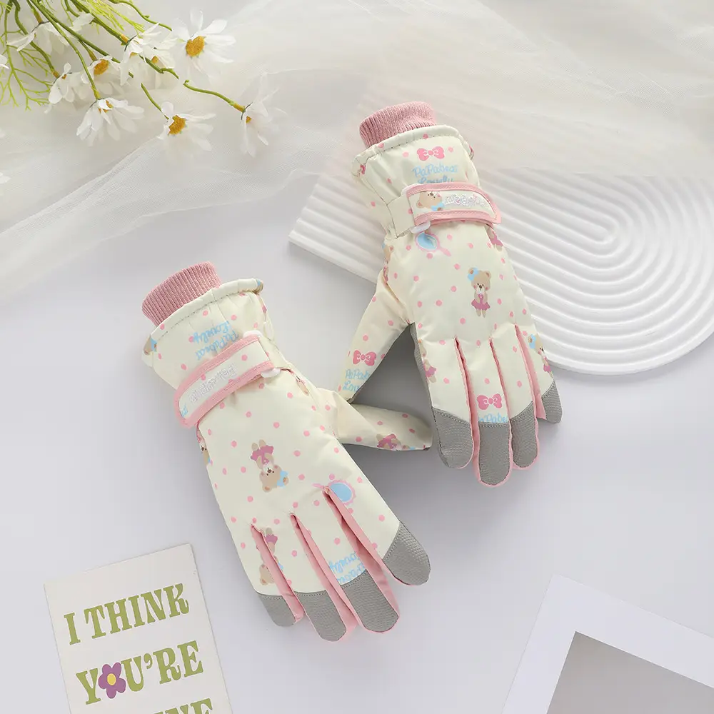Men Winter Fleece Ski Gloves Grey Windproof Cold Proof - Image 21