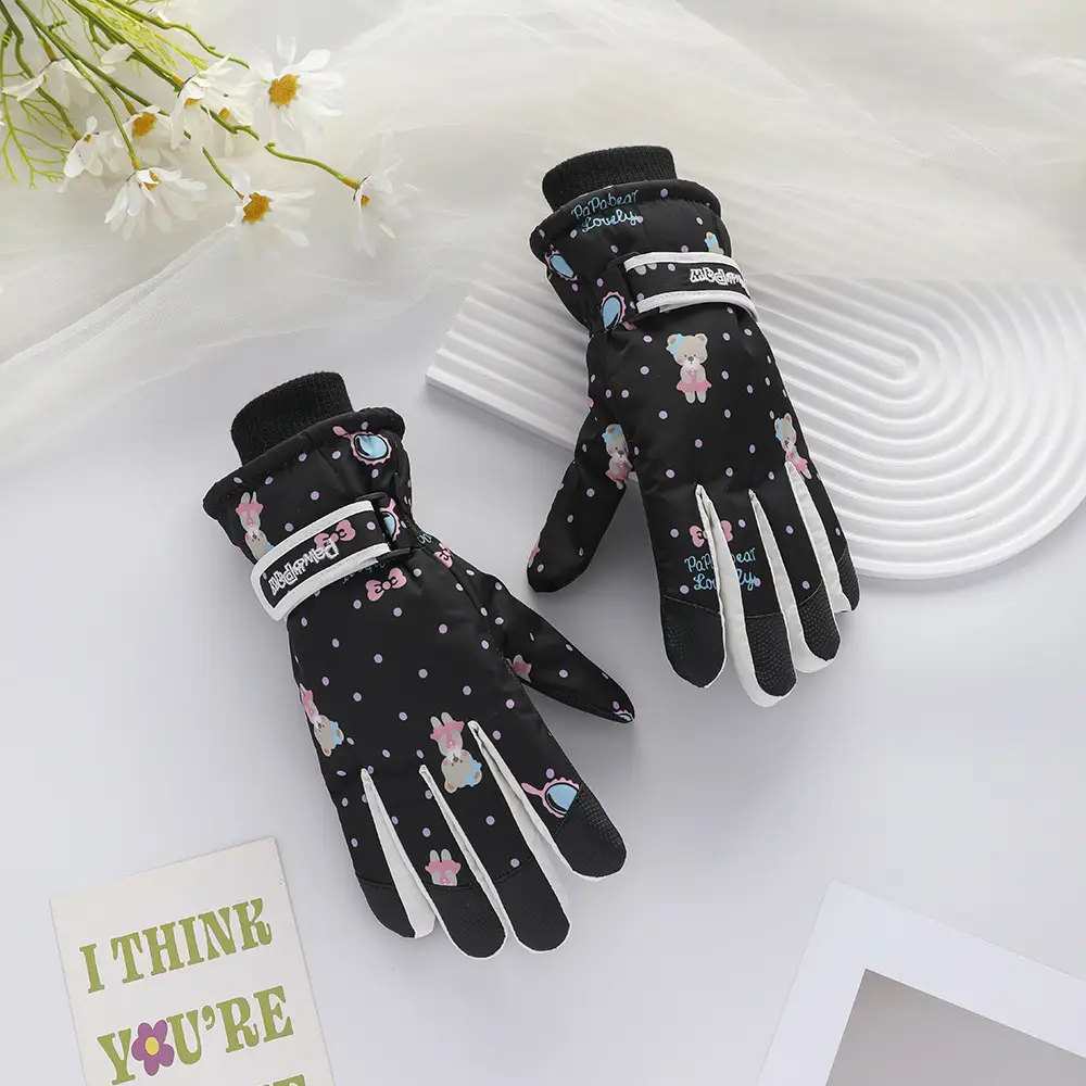 Men Winter Fleece Ski Gloves Grey Windproof Cold Proof - Image 23