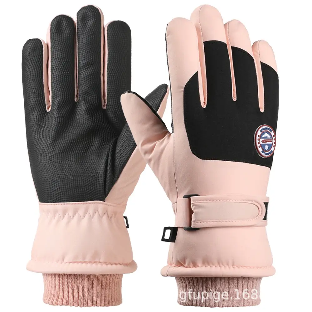Men Winter Fleece Ski Gloves Grey Windproof Cold Proof - Image 26