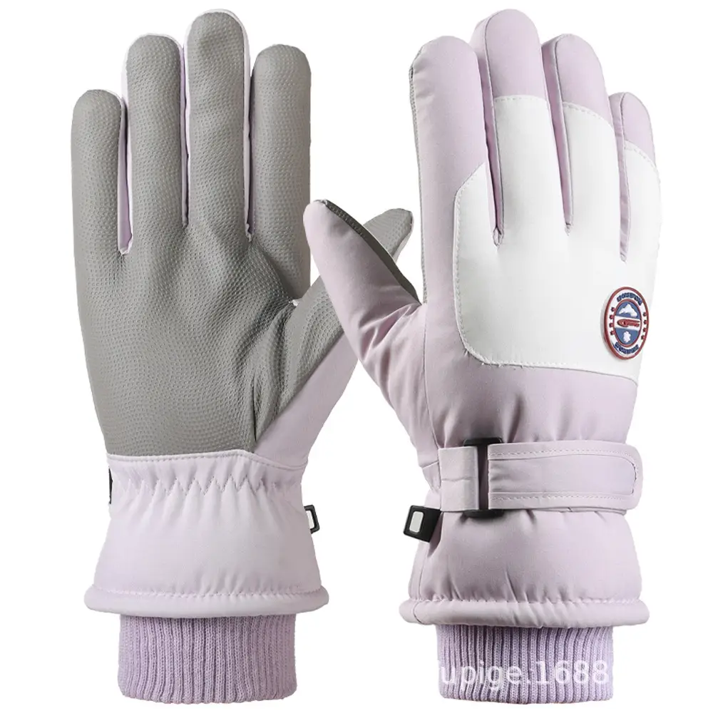 Men Winter Fleece Ski Gloves Grey Windproof Cold Proof - Image 27