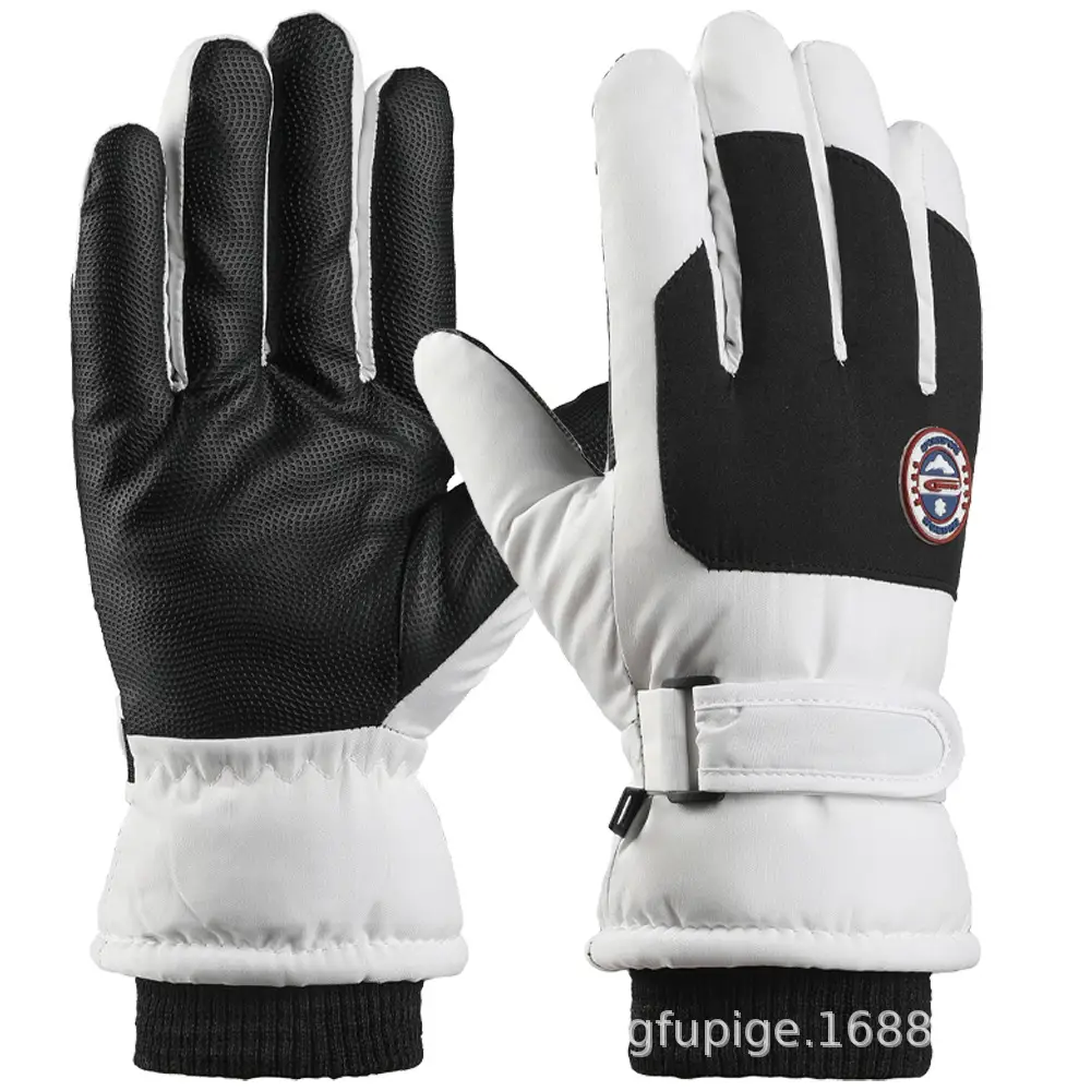 Men Winter Fleece Ski Gloves Grey Windproof Cold Proof - Image 28