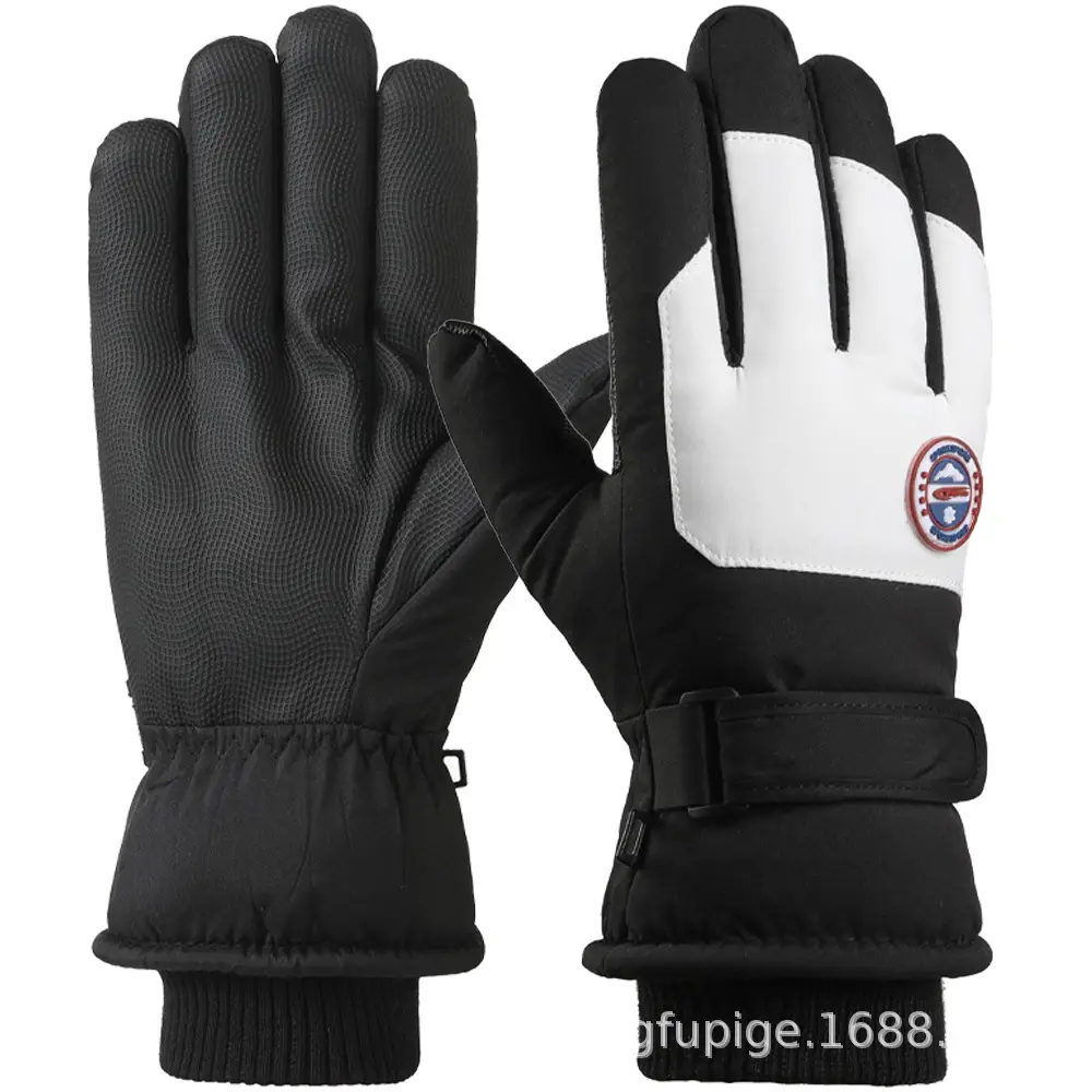 Men Winter Fleece Ski Gloves Grey Windproof Cold Proof - Image 32