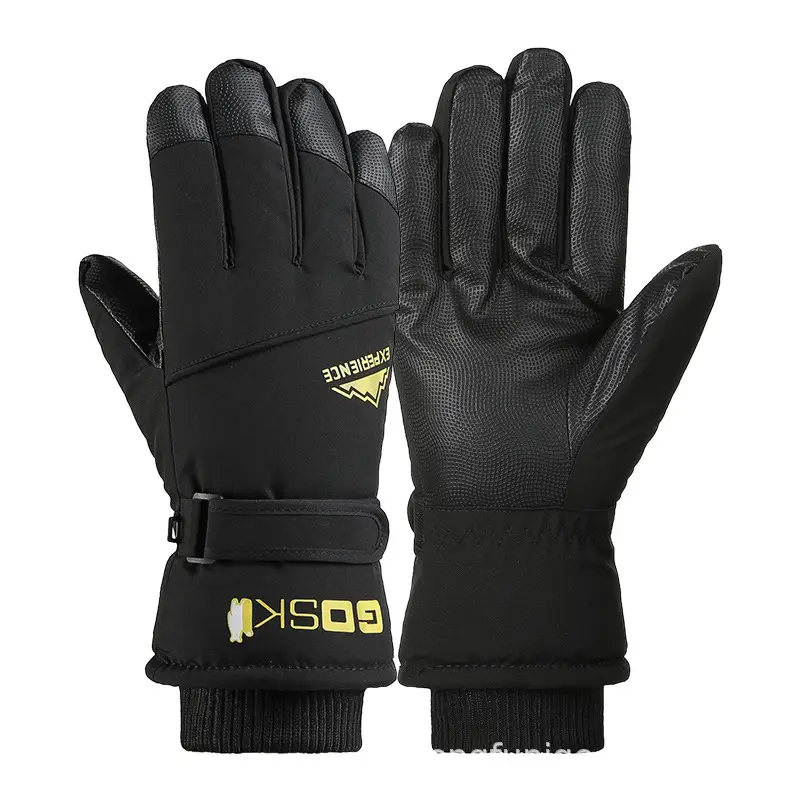 Men Winter Fleece Ski Gloves Grey Windproof Cold Proof - Image 36