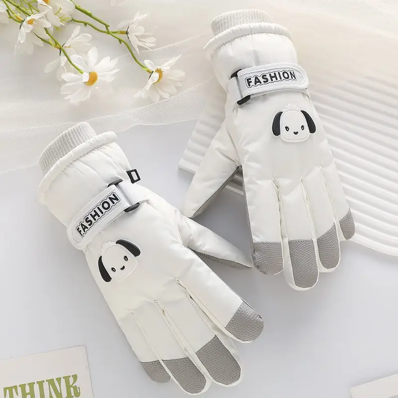 Men Winter Fleece Ski Gloves Grey Windproof Cold Proof - Image 38