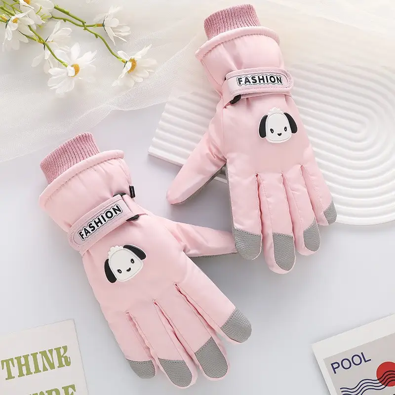 Men Winter Fleece Ski Gloves Grey Windproof Cold Proof - Image 39