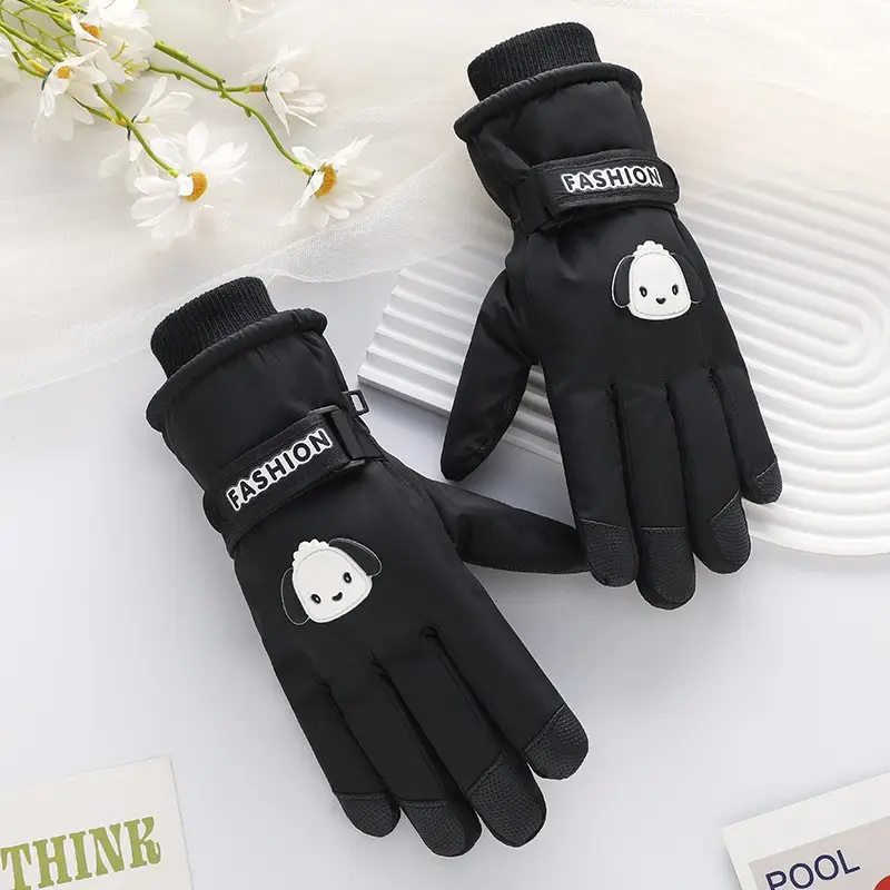 Men Winter Fleece Ski Gloves Grey Windproof Cold Proof - Image 40