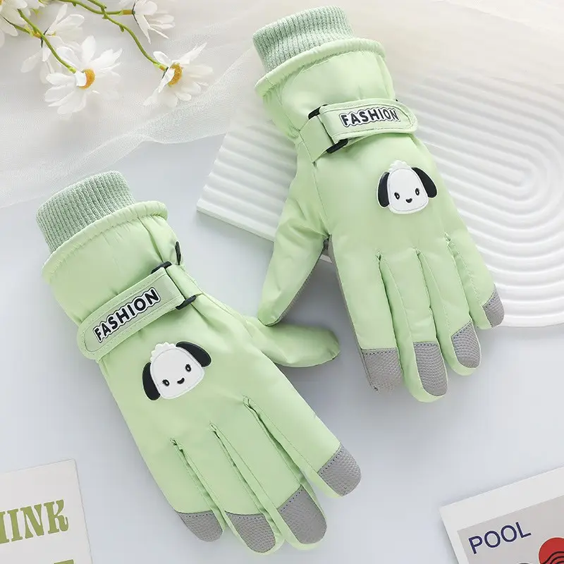 Men Winter Fleece Ski Gloves Grey Windproof Cold Proof - Image 41